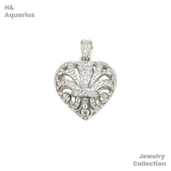Pendant: 925 Silver & Zirconia Silver Sea Heart Charm - Minimalist Luxury Heart Pendant with Clasp