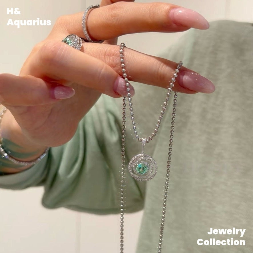 Synthetic YAG Mint Mambo Pendant - 925 Silver Minimalist Luxury Fashion Necklace