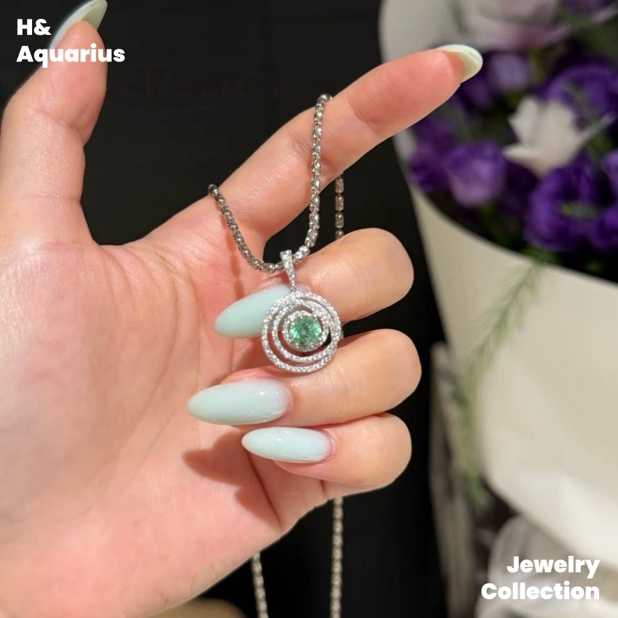 Synthetic YAG Mint Mambo Pendant - 925 Silver Minimalist Luxury Fashion Necklace
