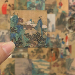 61 Pcs Chinese Antique Stickers Laptop iPad Luggage Stickers Waterproof Phone Case Creative Stickers