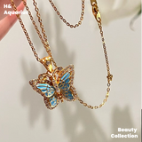 925 Silver Synthetic Zirconia Butterfly Necklace, Minimalist Luxury Elegant Unique Women's Necklace