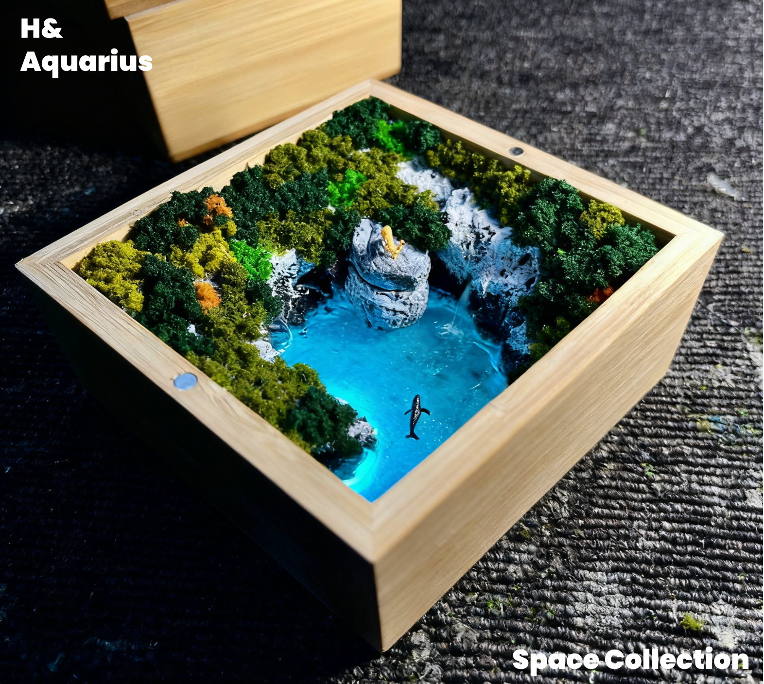 Wooden Box Whale Resin Art