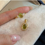Green Shadow Peridot Halo Pendant