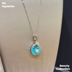 925 silver synthetic zircon silver products small conch necklace/earrings blue light luxury niche silver jewelry