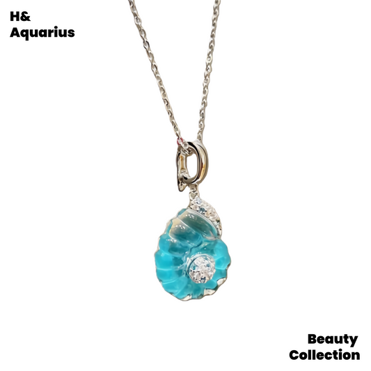 925 silver synthetic zircon silver products small conch necklace/earrings blue light luxury niche silver jewelry