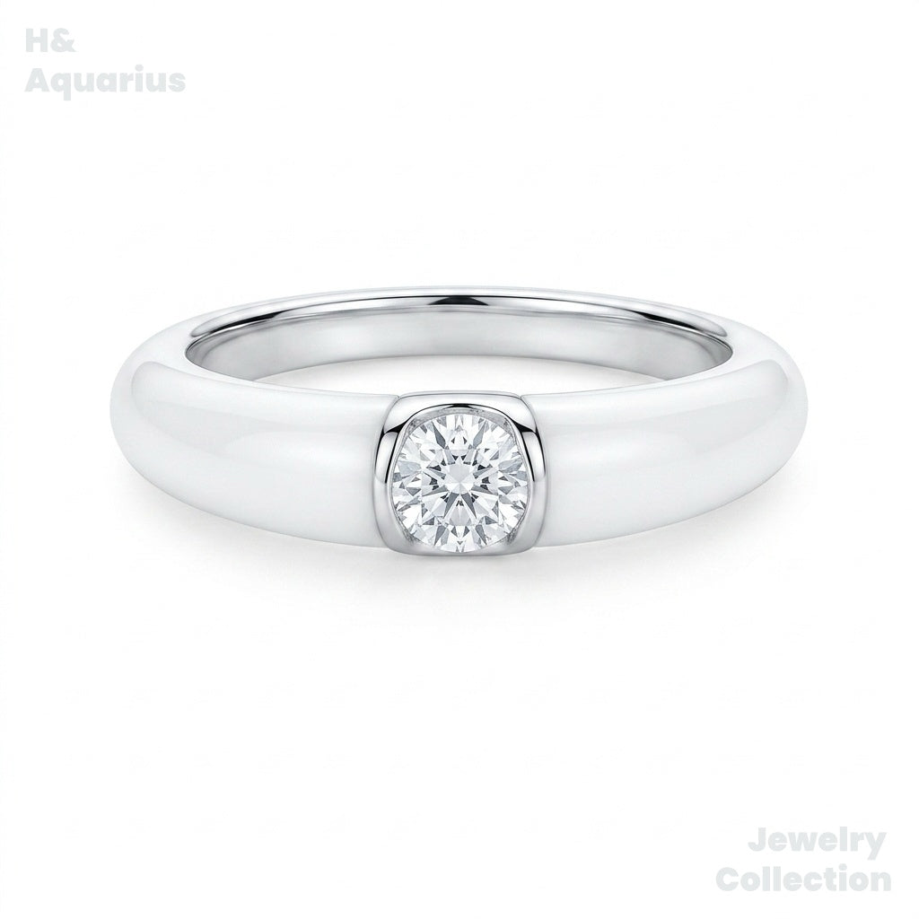 925 Silver Enamel Milky White Star Ring - Minimalist Luxury Statement Ring