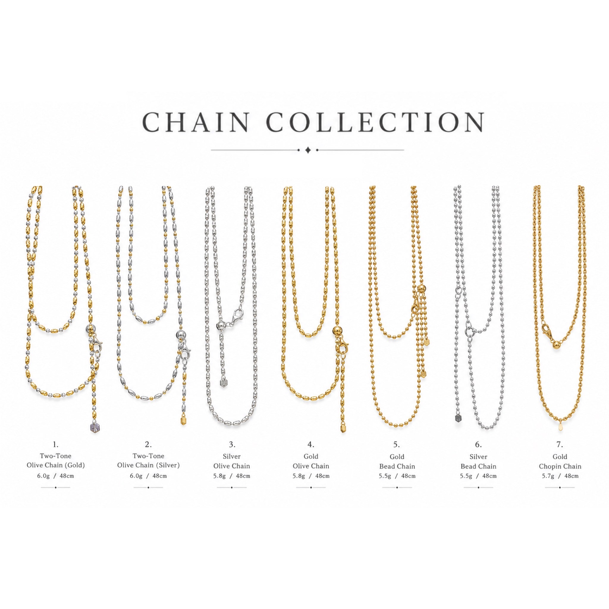 Chain: 925 Silver Olive Bead Chain - Handmade Minimalist Necklace Chain