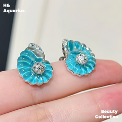 925 silver synthetic zircon silver products small conch necklace/earrings blue light luxury niche silver jewelry