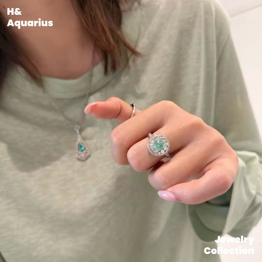 Synthetic YAG Mint Mambo Ring - 925 Silver Minimalist Luxury Fashion Ring