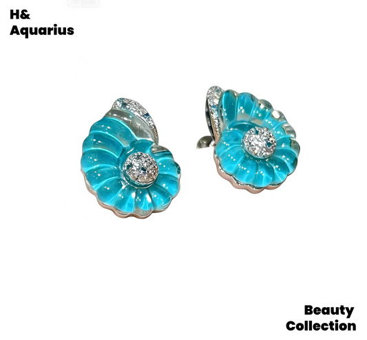 925 silver synthetic zircon silver products small conch necklace/earrings blue light luxury niche silver jewelry