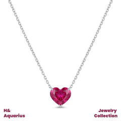 Pendant & Chain: 925 Silver & Zirconia Berry Heart Necklace - Minimalist Everyday Luxury Chain