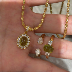 Green Shadow Star Pendant - 925 Silver Peridot Minimalist Luxury Necklace
