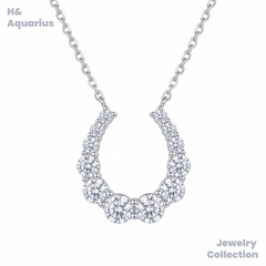 Pendant & Chain: 925 Silver & Zirconia Dewdrop Horseshoe Necklace - Minimalist Everyday Chain