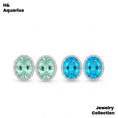 Synthetic YAG Double Wave Earrings - 925 Silver Lab-Created Colorful Luxury Studs