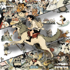 [Transparent] 160 pieces of fairy tale sticker cartoon ancient American retro notebook material waterproof biy sticker