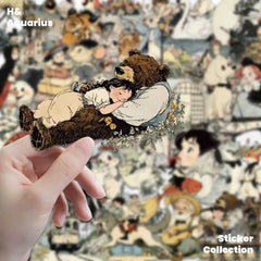[Transparent] 160 pieces of fairy tale sticker cartoon ancient American retro notebook material waterproof biy sticker