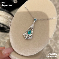 Synthetic YAG Neon Sea Temple Pendant - 925 Silver Luxury Colorful Minimalist Necklace