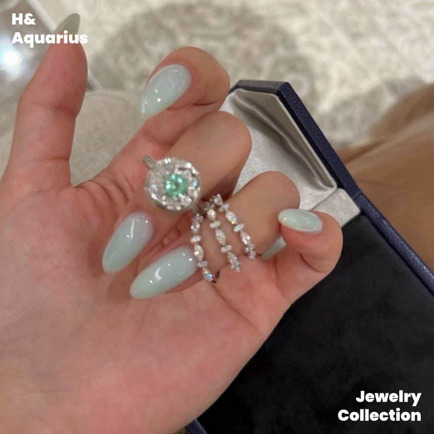 Synthetic YAG Mint Mambo Ring - 925 Silver Minimalist Luxury Fashion Ring
