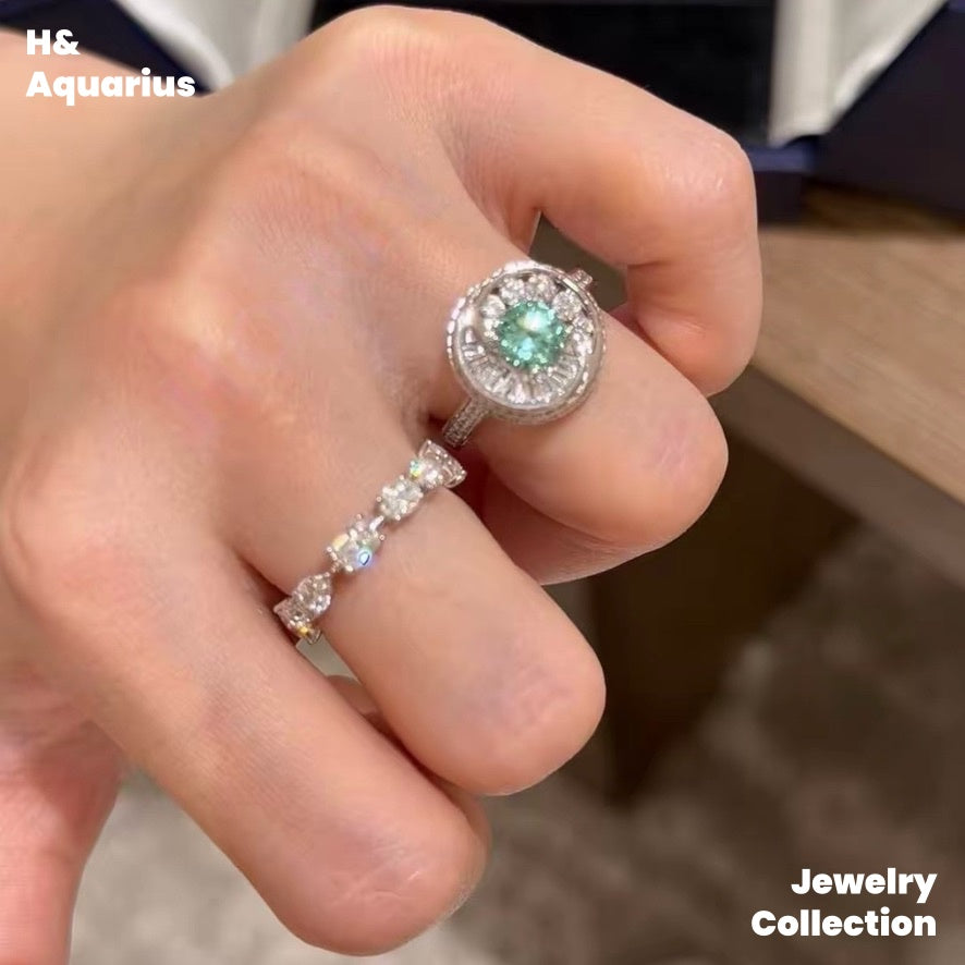 Synthetic YAG Mint Mambo Ring - 925 Silver Minimalist Luxury Fashion Ring