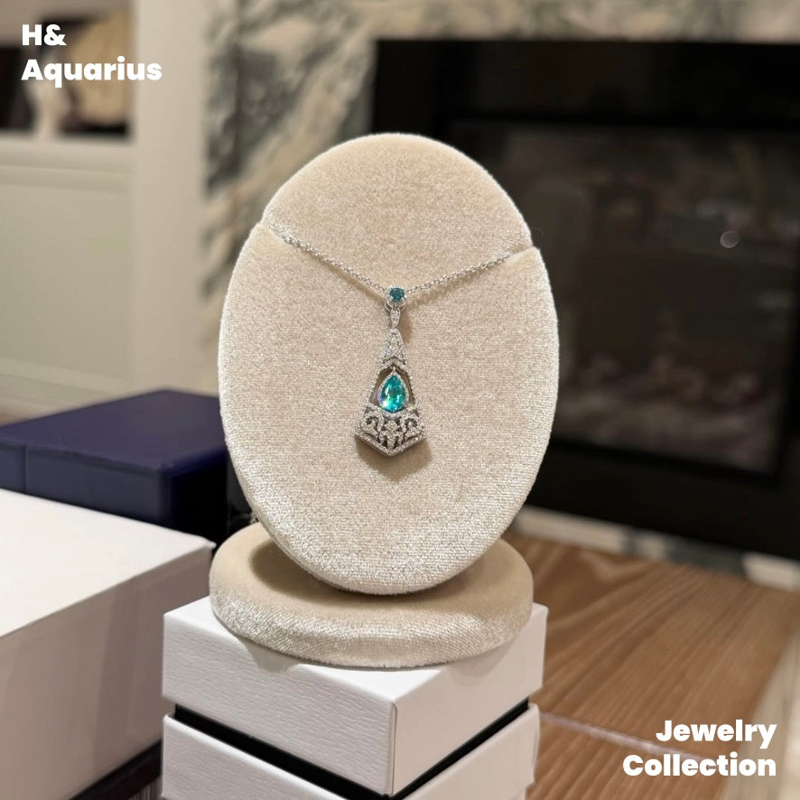 Synthetic YAG Neon Sea Temple Pendant - 925 Silver Luxury Colorful Minimalist Necklace