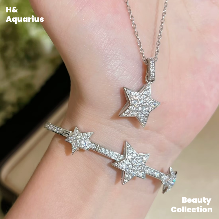 925 Silver Synthetic Zircon Bracelet Starry Bracelet Silver Versatile Light Luxury Inlaid Fashion Bracelet