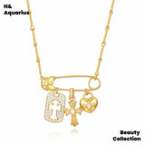 925 Silver Gold Zirconia Pendant Chain, Versatile DIY Necklace（Pendant chain is crafted from 925 silver with synthetic zirconia. This gold-toned necklace or collarbone chain is versatile and suitable for DIY styling）