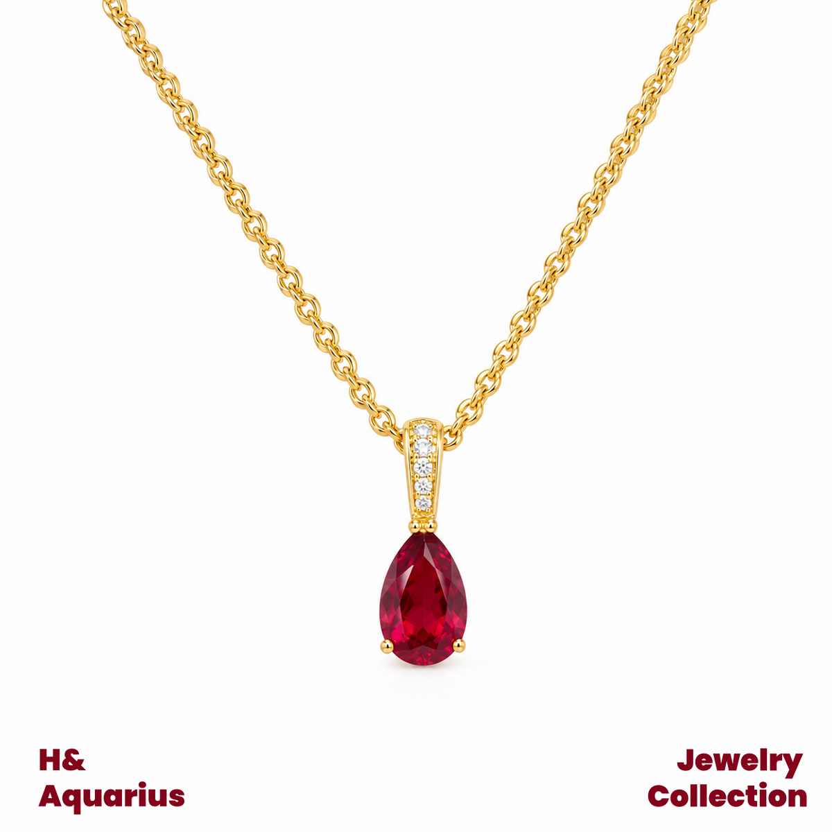 Lab-Grown Ruby Velvet Pendant - 925 Silver Luxury Minimalist Necklace