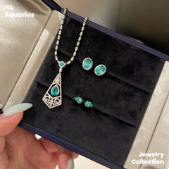 Synthetic YAG Neon Sea Temple Pendant - 925 Silver Luxury Colorful Minimalist Necklace