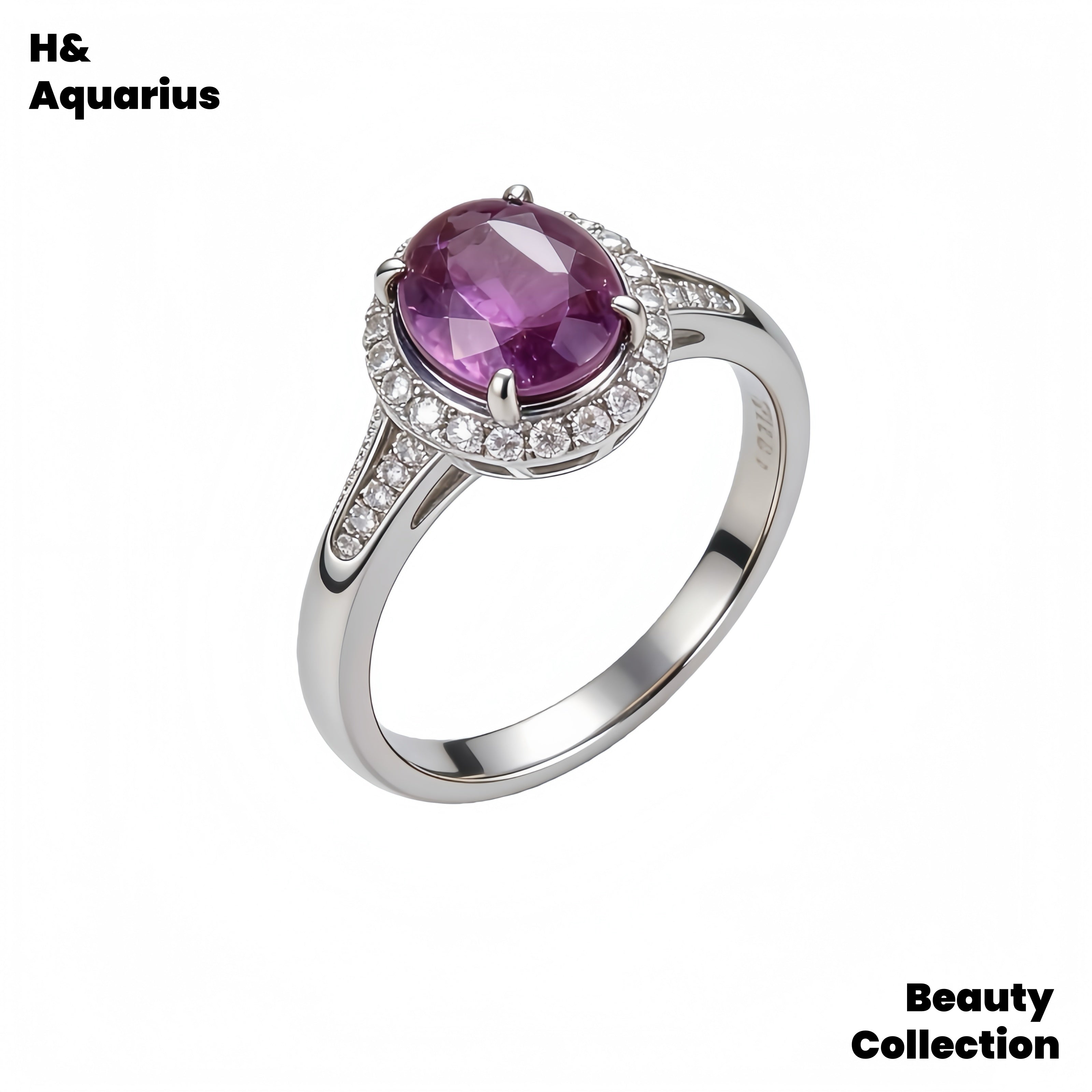 925 Silver Zircon Ring Violet Ring Silver Light Luxury Exquisite Niche Women's Ring #9475