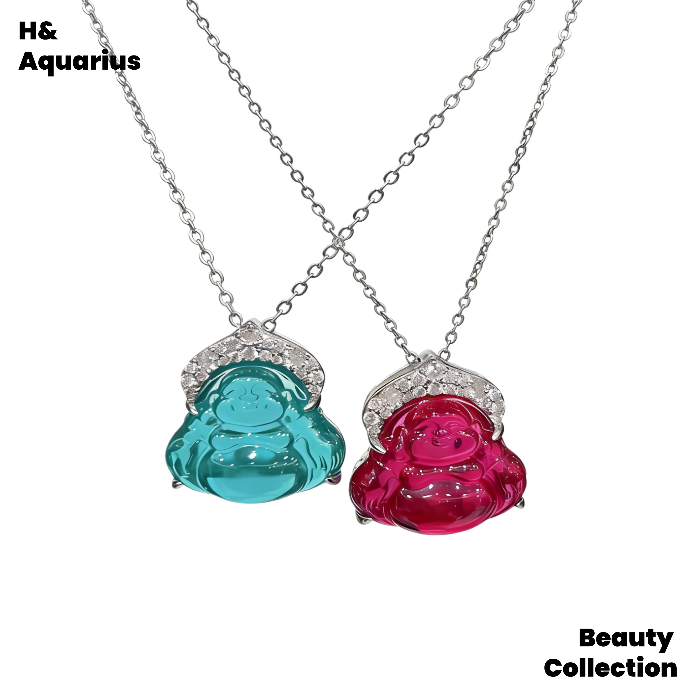 The pendant chain is 925 silver synthetic zircon Buddha Gong necklace two-color optional Chinese versatile necklace