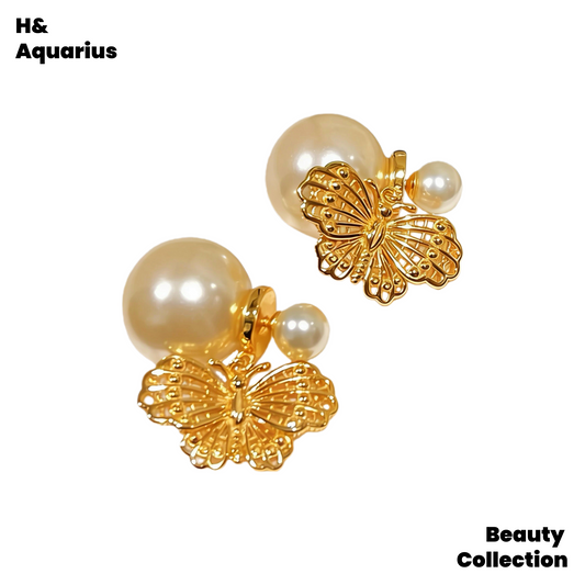 925 silver imitation pearl earrings gold bead earrings light luxury personality versatile women's earrings