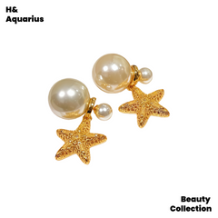925 silver imitation pearl earrings gold bead earrings light luxury personality versatile women's earrings