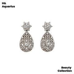 925 Silver Synthetic Zircon Earrings Water Drop Lace Earrings Silver Light Luxury Niche Personality Earrings