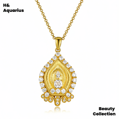 The pendant chain is 925 silver synthetic zircon white tower necklace temperament light luxury inlaid yellow necklace