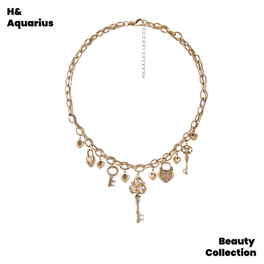 SUMIYAKI Love Lock Cylinder Series Vintage Gold Key Pendant Necklace Girl