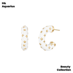 【Monogram】New Year White Earrings - Luxury Minimalist Style