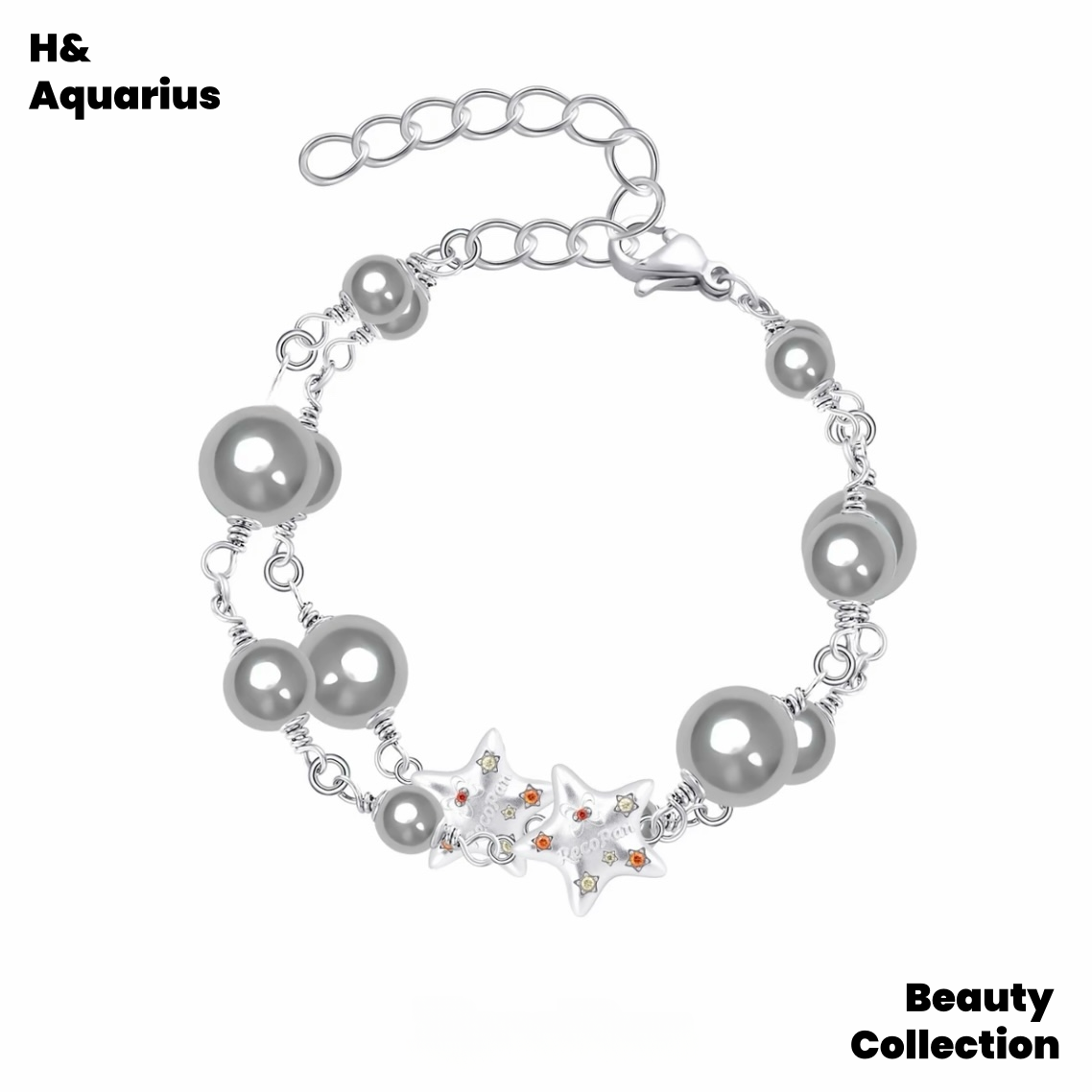 Brass bracelet reinvents the future original layered grey pearl bracelet
