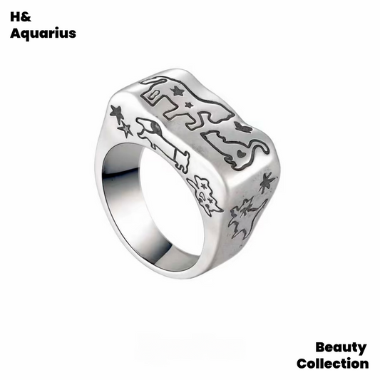 Brass ring original old hand-painted ring for men and women with a dream for a horse