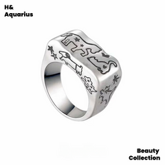Brass ring original old hand-painted ring for men and women with a dream for a horse