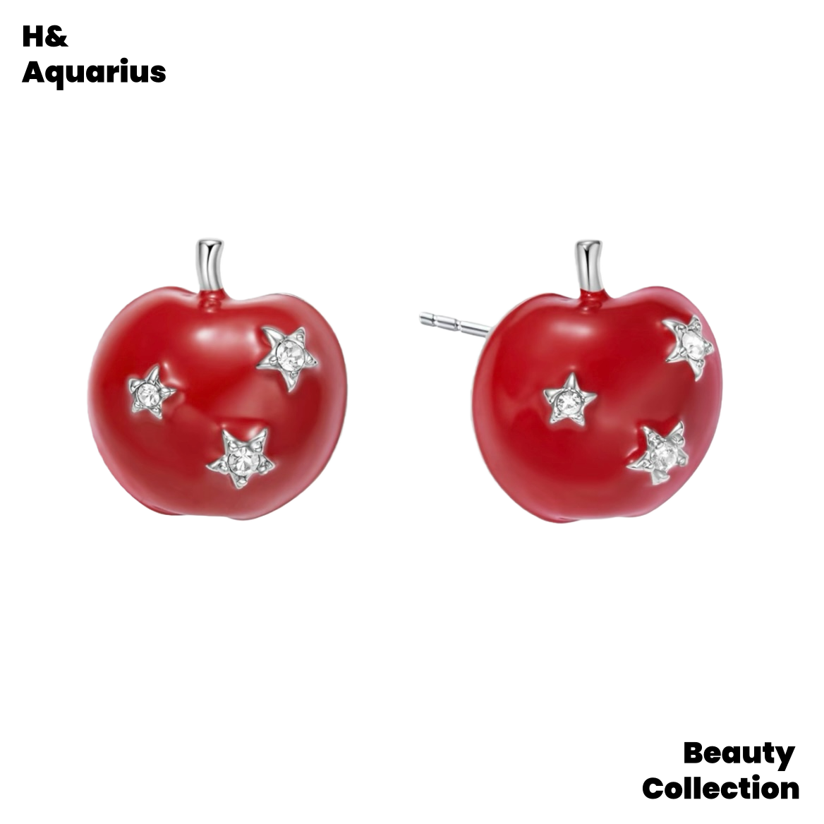 Brass Earrings New Year's Bunny Apple Star Earrings Stud Earrings