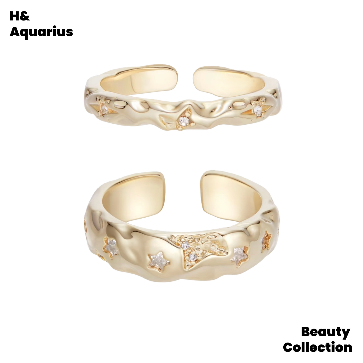Brass ring Star baby's breath gold plated light titanium gold ring