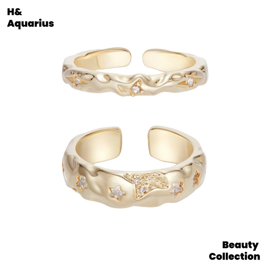 Brass ring Star baby's breath gold plated light titanium gold ring