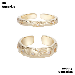 Brass ring Star baby's breath gold plated light titanium gold ring