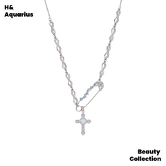 Brass Necklace - Maiden's Prayer Cross Heart Pendant