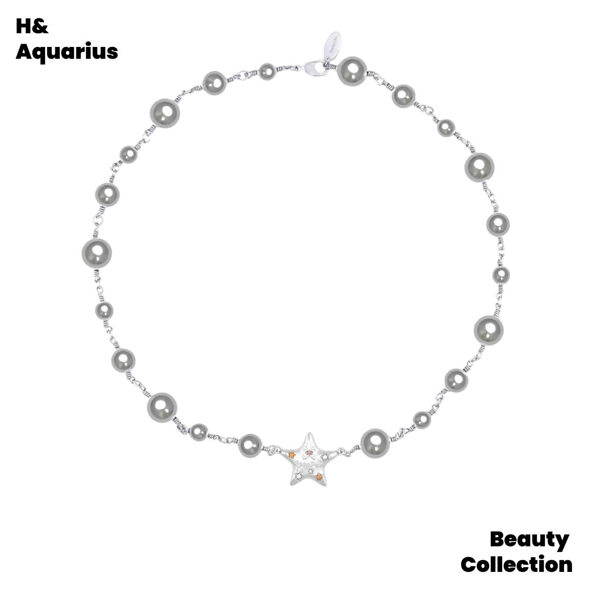 Brass Necklace with Prism Gray Pearl