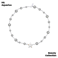 Brass Necklace with Prism Gray Pearl