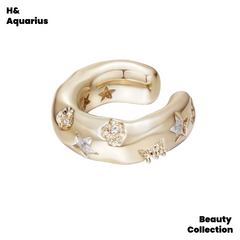 Pure Copper Ear Cuff - Celestial Series: Brushed Gold & Silver Starry Design