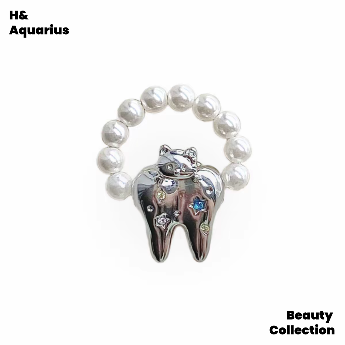 Copper Alloy Ring - Original Fade-Resistant Happy Cat Life Tooth Pearl Ring
