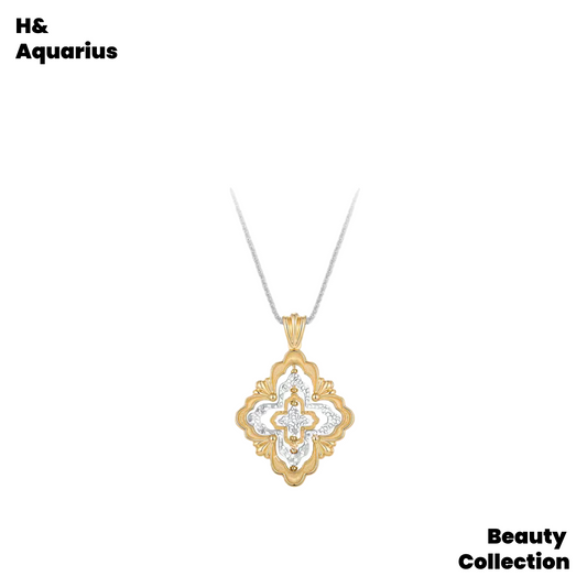 K Gold-Plated Necklace - Original Fade-Resistant Lattice Bloom New Year Edition Versatile Two-Tone Necklace