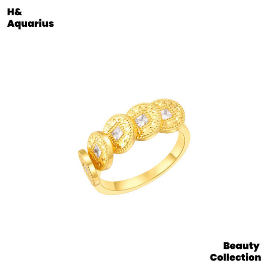 Frosted Coin Luxe Statement Ring